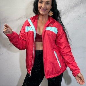 The North Face Red Ski Jacket with Light Blue Details